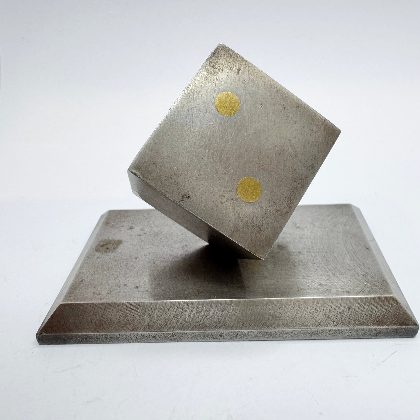 Vintage Chunky Steel Dice Paperweight