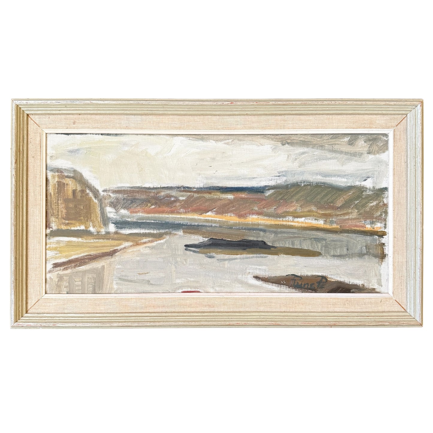 Northern Flow, 1956. Vintage Swedish Oil Painting.