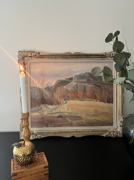 Autumn Fields. Original Landscape Painting by R. Åberg, Sweden 1947