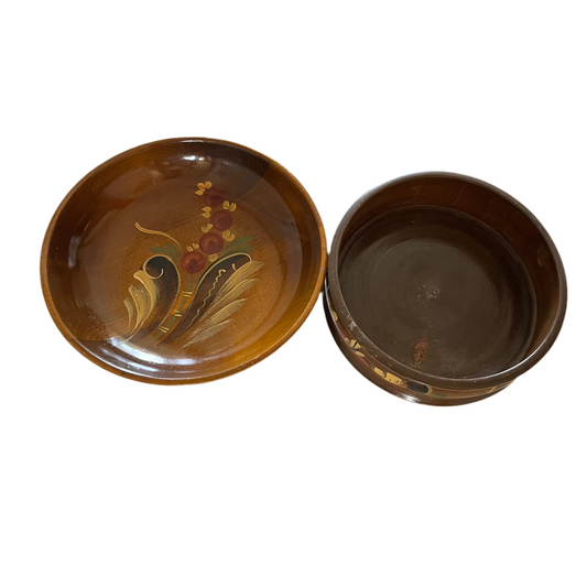 Vintage Norwegian Hand-Painted Wooden Bowls