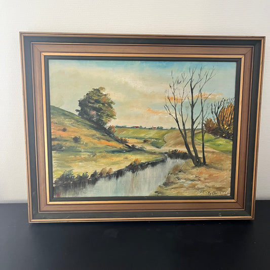 “Tranquil Stream in Early Autumn” – Original Oil Painting by Scandinavian Artist
