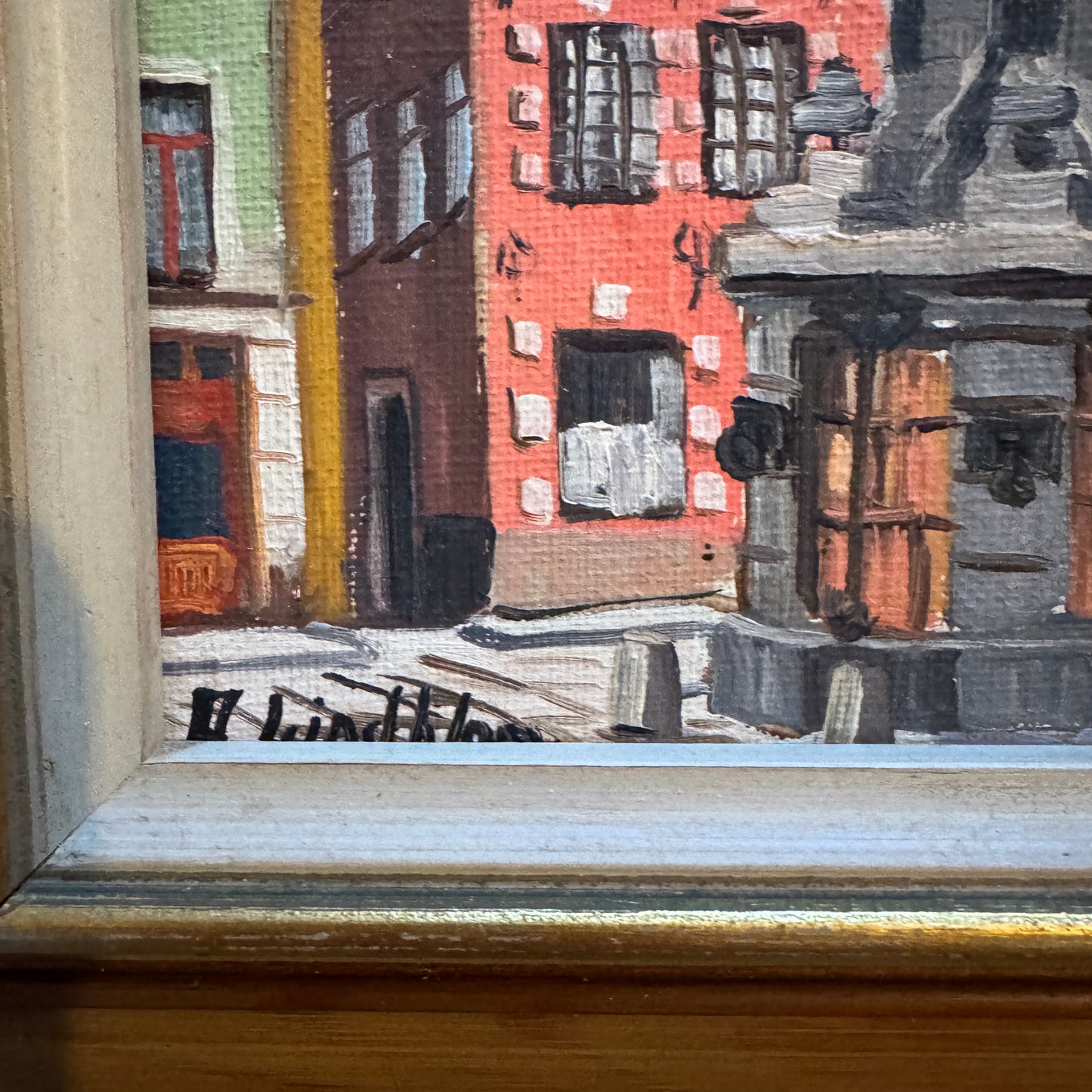 Stortorget, Old Town Stockholm. Vintage Swedish Oil Painting by Arne Lindblom