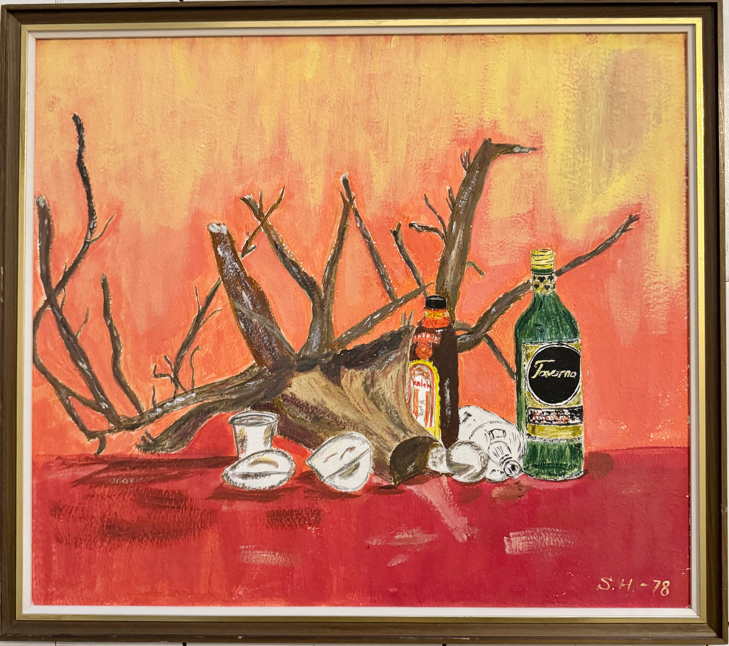 After the Party. 1978. Vintage Swedish Oil Painting.