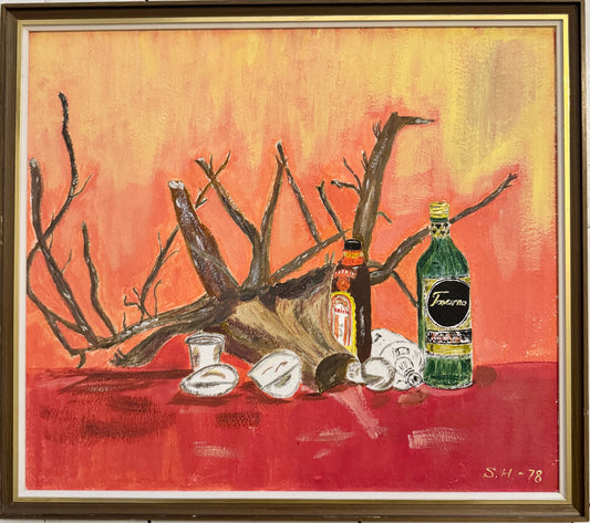 After the Party. 1978. Vintage Swedish Oil Painting.