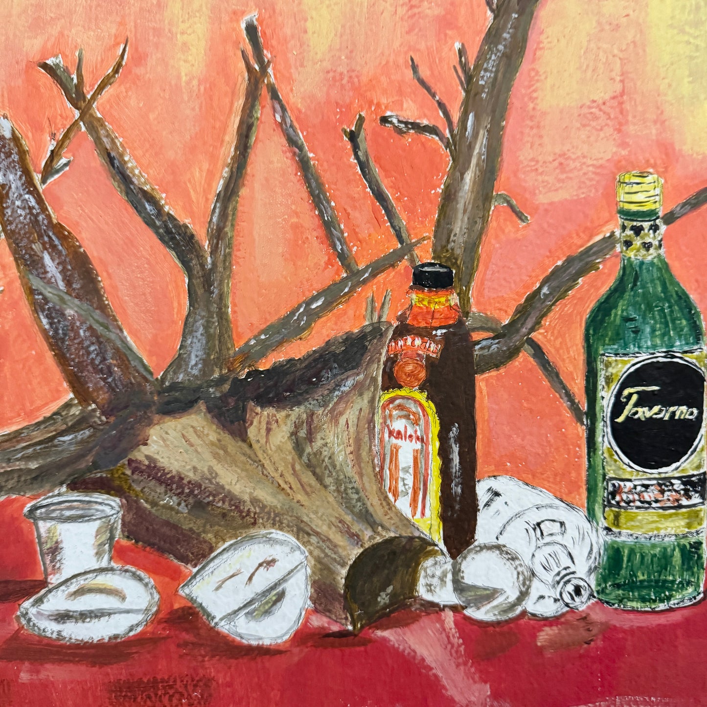 After the Party. 1978. Vintage Swedish Oil Painting.