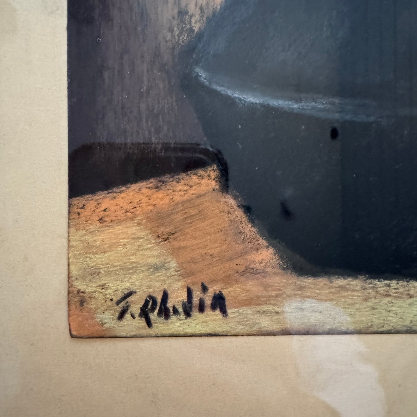 Nocturne with Grapes. Vintage Swedish Pastel Painting by Tedde Rhodin