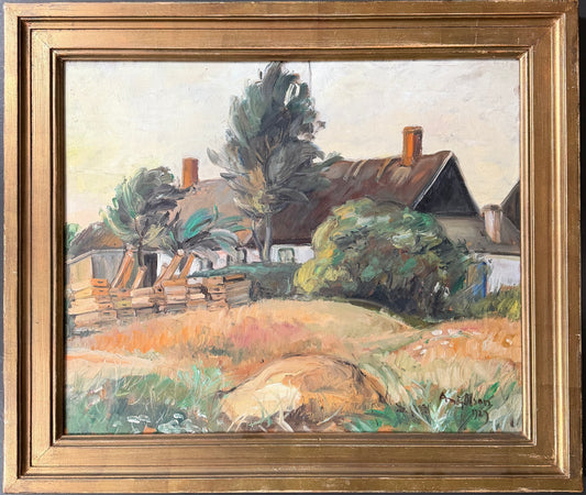 Kväll, 1929. Large Vintage Swedish Oil Painting.
