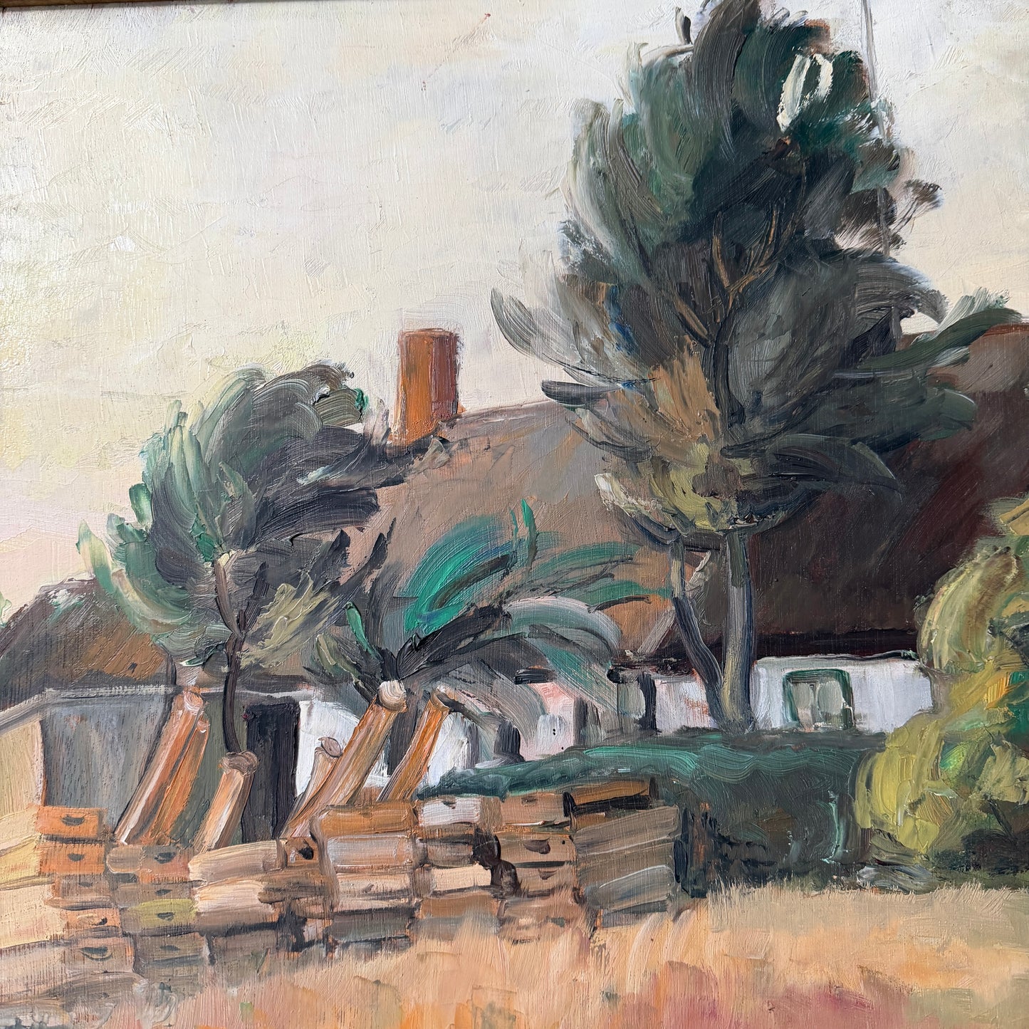 Kväll, 1929. Large Vintage Swedish Oil Painting.