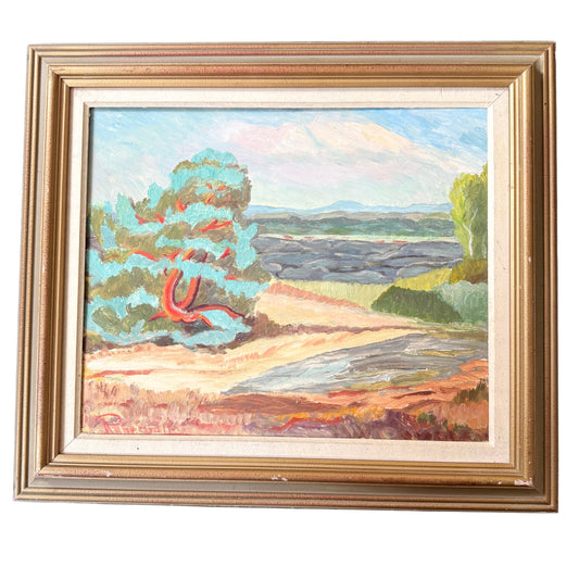 Path to the Quiet Shore 1955. Vintage Swedish Oil Painting.
