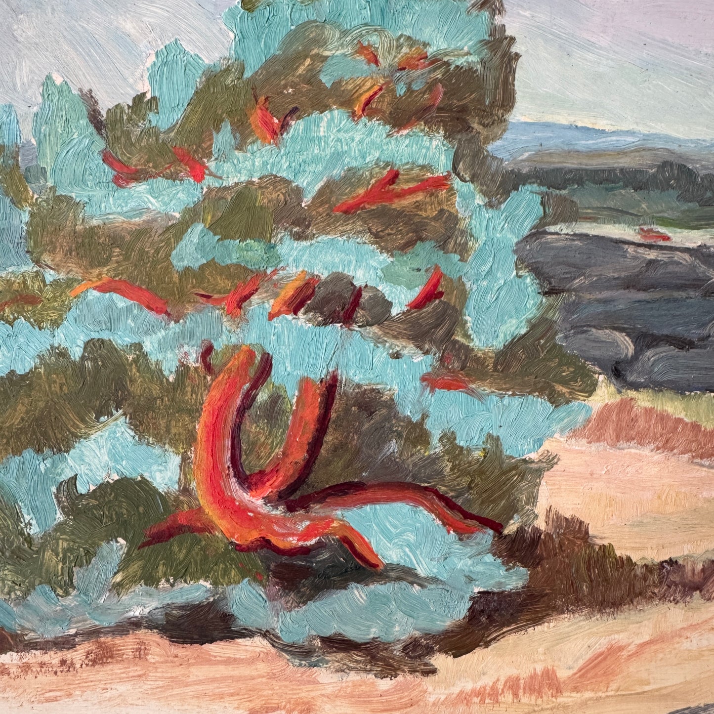 Path to the Quiet Shore 1955. Vintage Swedish Oil Painting.