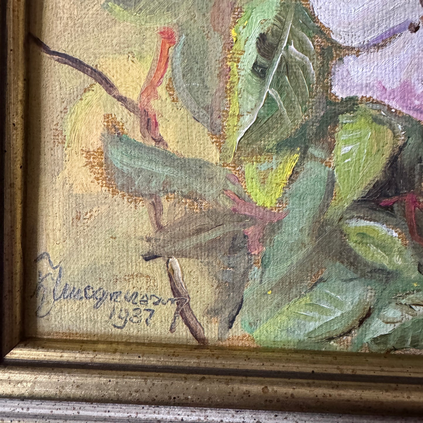 Wild Roses in Bloom 1987. Vintage Swedish Oil Painting by Karl-Johan Magnusson.