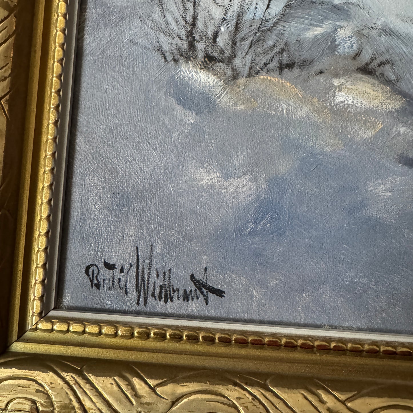 A Brief Gathering of Pheasants. Vintage Swedish Oil Painting by Bertil Widbrant