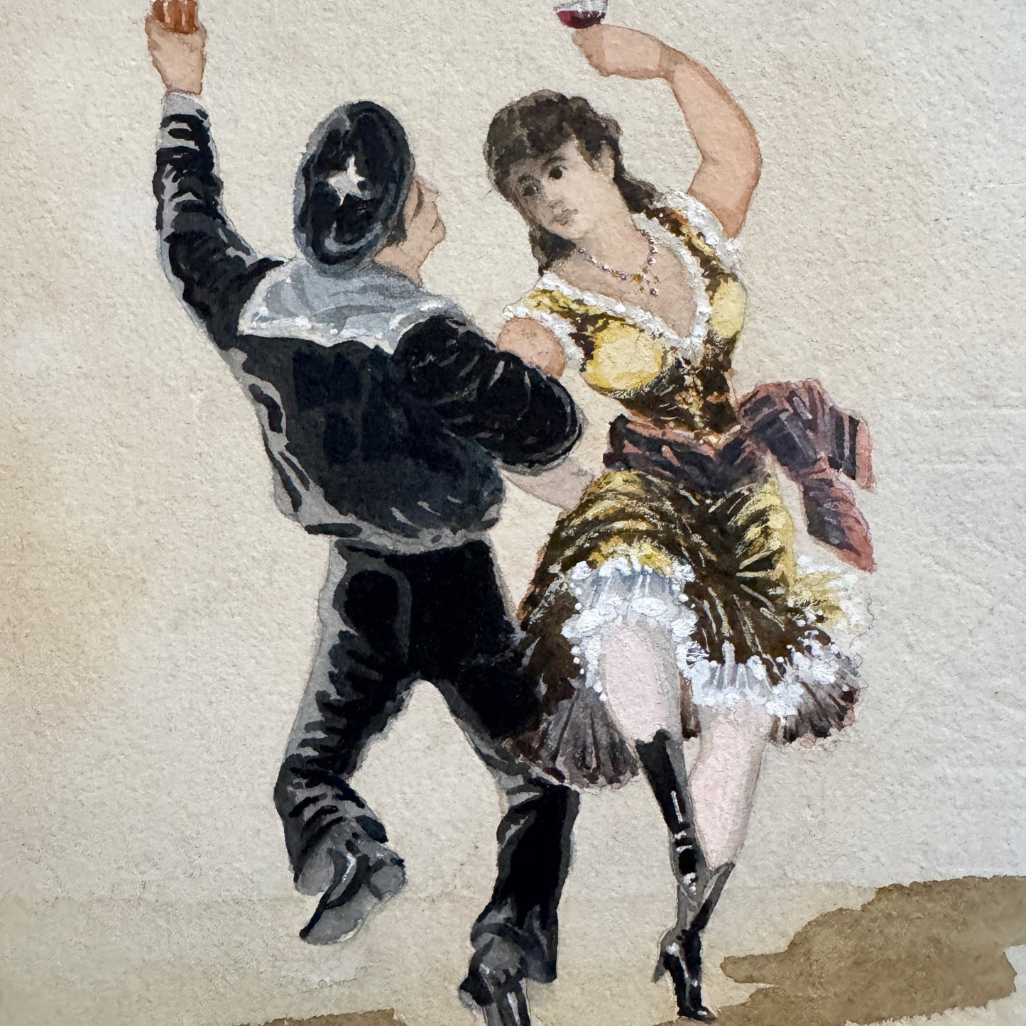 Barcelona 1901. Antique Watercolor by C.G Hellström