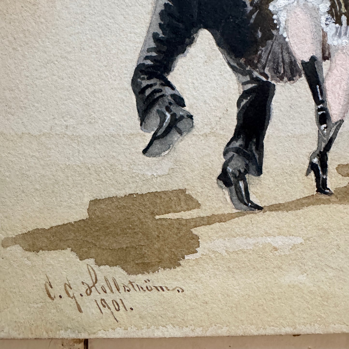 Barcelona 1901. Antique Watercolor by C.G Hellström