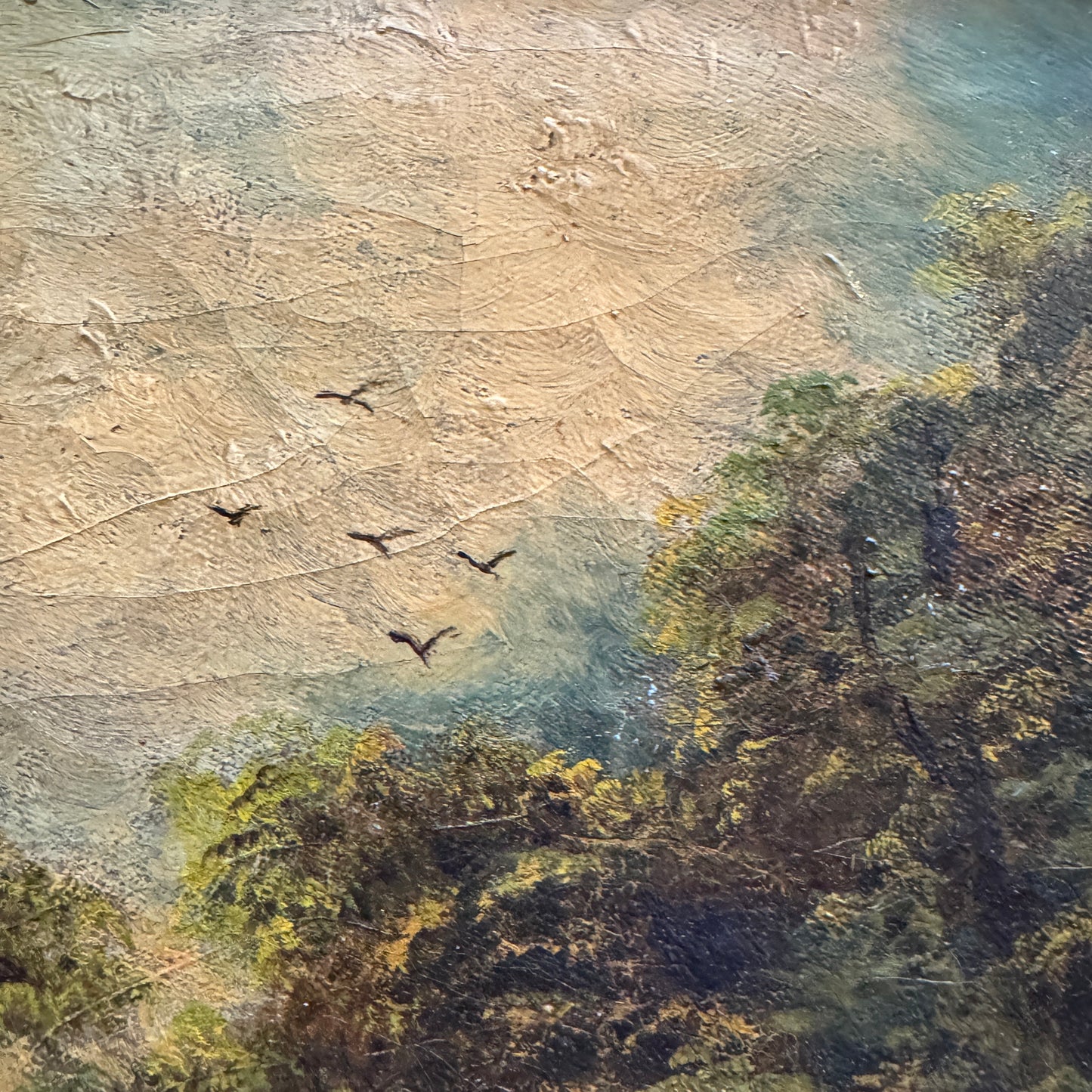 Woodland Motherhood. Antique early 1800s Oil Painting.