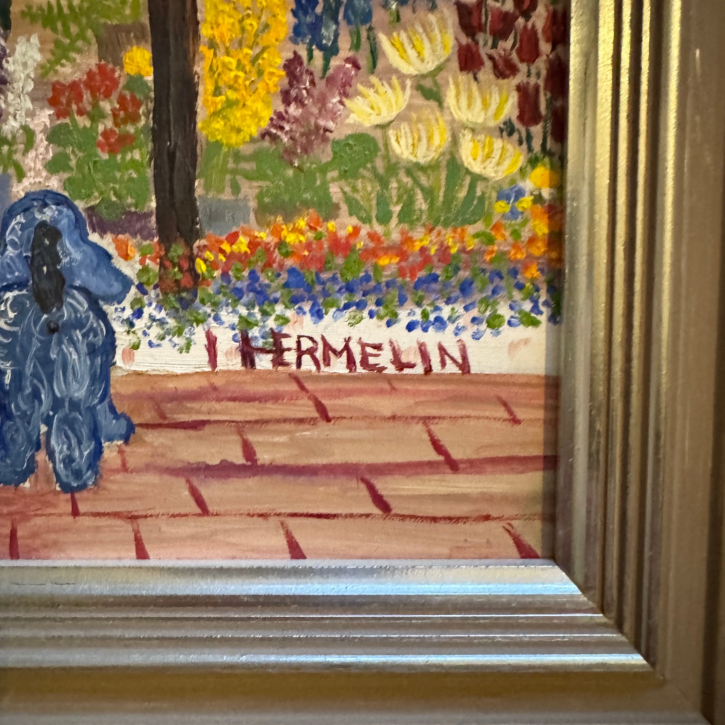 Roses and Kisses. Vintage Swedish Oil Painting by Inga Hermelin