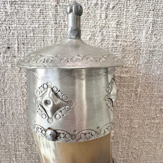 Norway. Large Vintage Horn Pewter Decorative Cornucopia