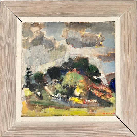 Midsummer Sky, 1958. Vintage Swedish Oil Painting by Erik Emanuelsson