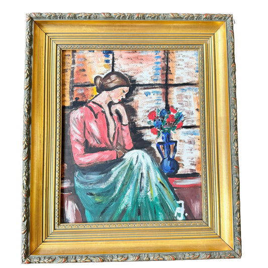 A Moment Within. Vintage Swedish Oil Painting 1977.