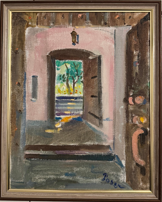 Open Doorway. Vintage Oil Painting by Martin Poser