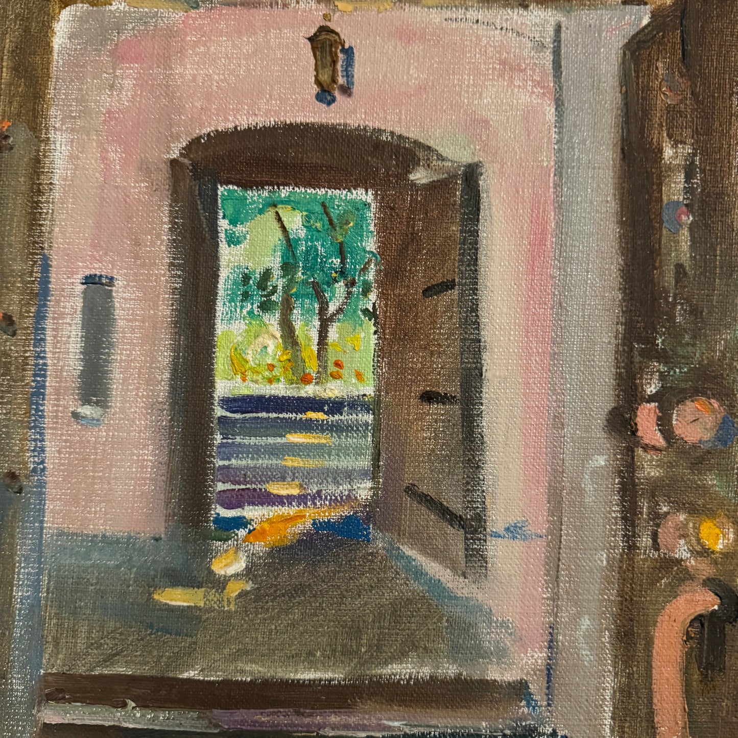 Open Doorway. Vintage Oil Painting by Martin Poser