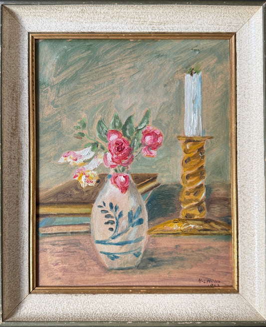 Sweden 1943. Vintage War Era Still Life Oil Painting.