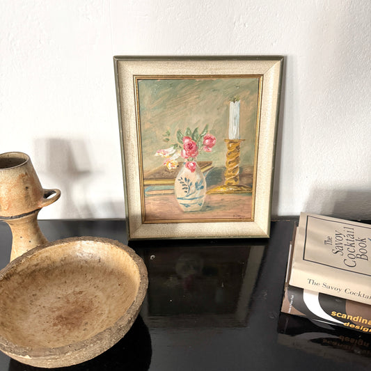 Sweden 1943. Vintage War Era Still Life Oil Painting.