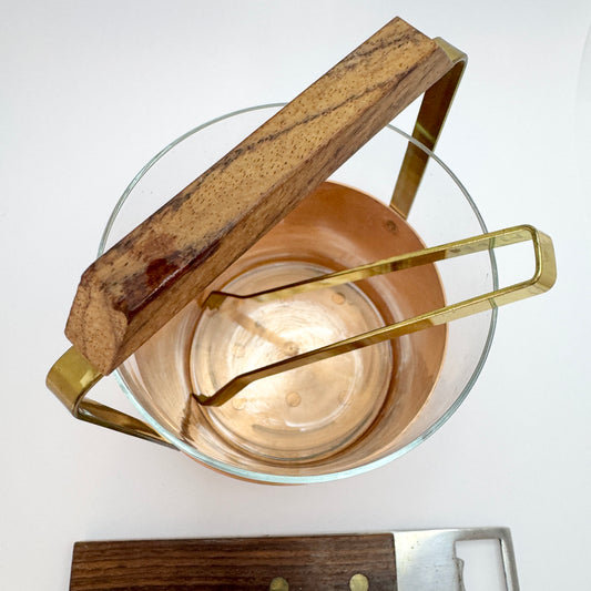 Vintage 1960-70s. Ice Bucket and Bottle Opener. Partly in Teak.