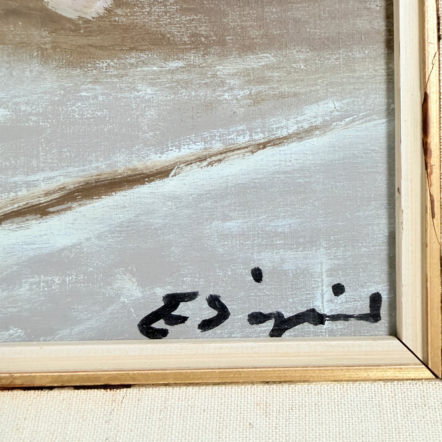 The Last Marble. Vintage Scandinavian Oil Painting.