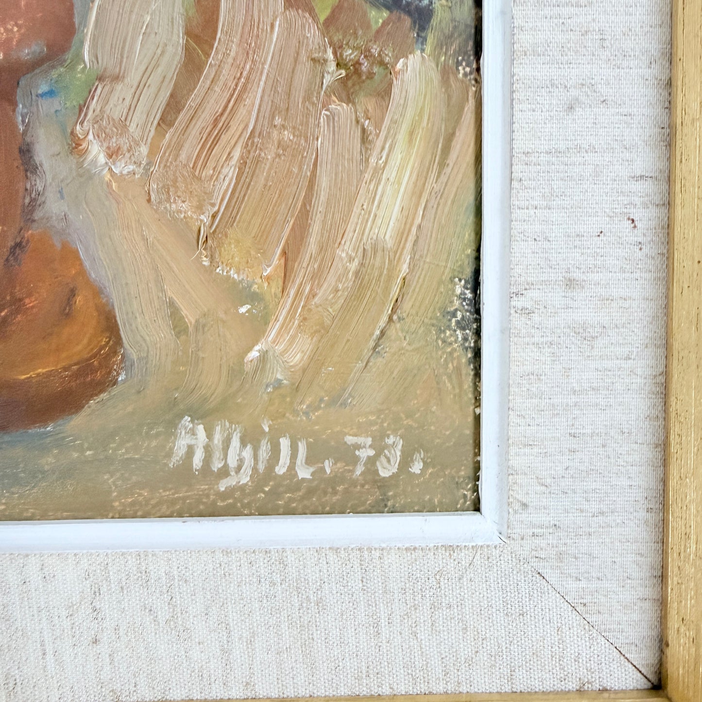Cactus Flower, 1973. Vintage Swedish Oil Painting  by Oskar Albin Nilsson