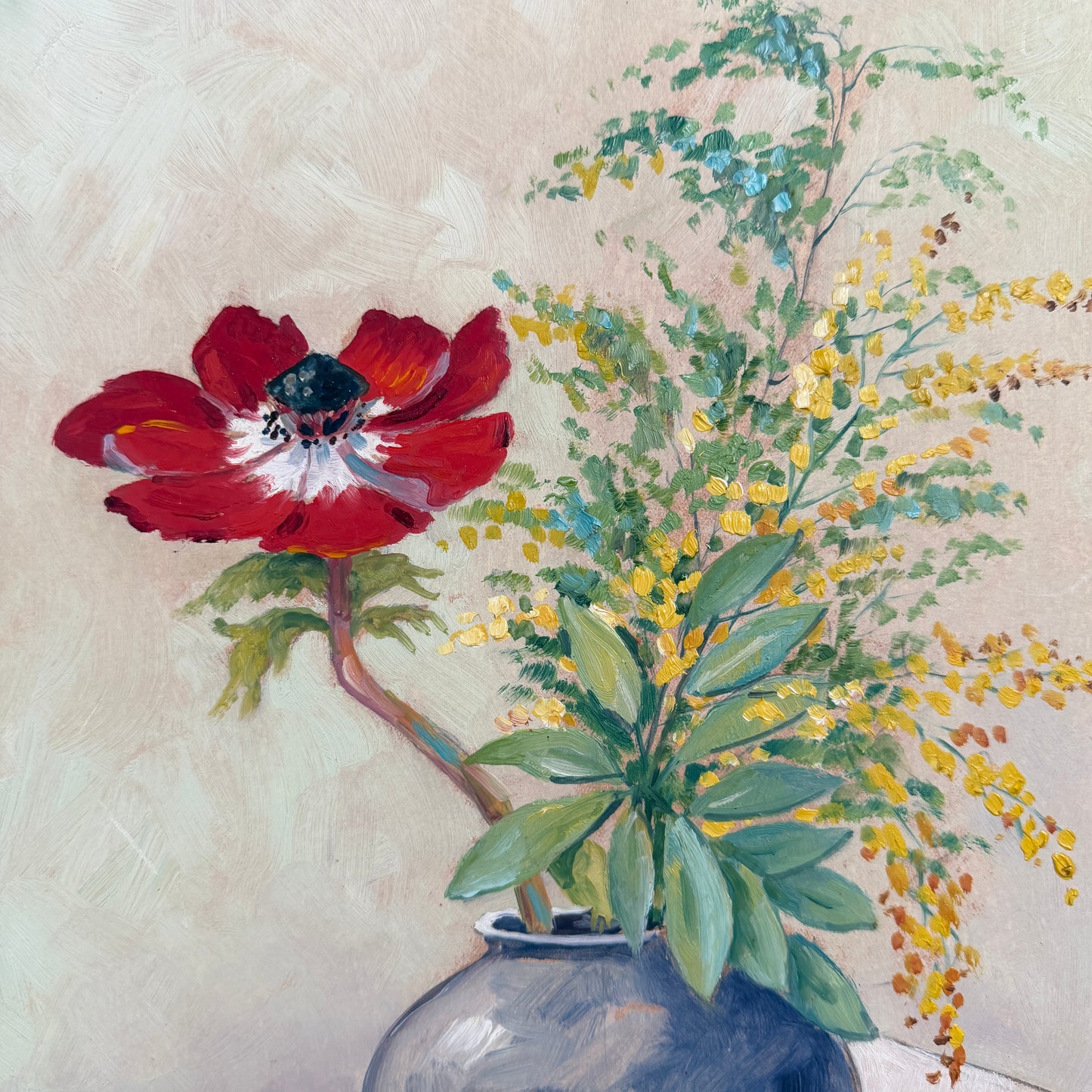 Flowers Still Life 1937. Vintage Swedish Oil Painting by Ragnar C. Hallquisth