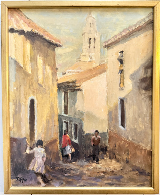 Scholarship Journey Northern Spain 1920s. Oil Painting by Robert Löfgren.