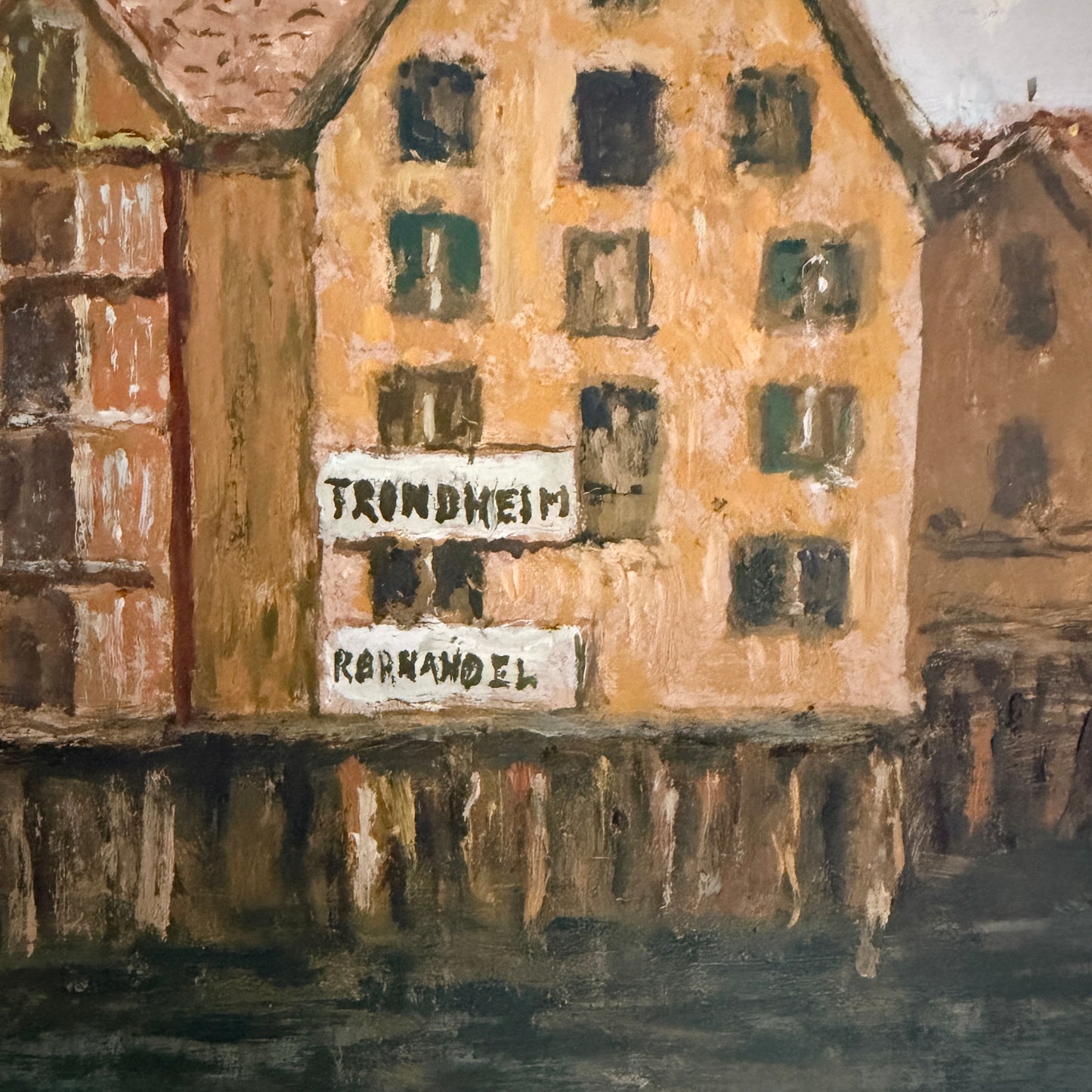 Beneath a Wartime Sky. Trondheim 1940. Vintage Norwegian Oil Painting.