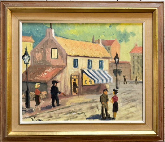 When Everyone Knew Each Other. Vintage Swedish Oil Painting.
