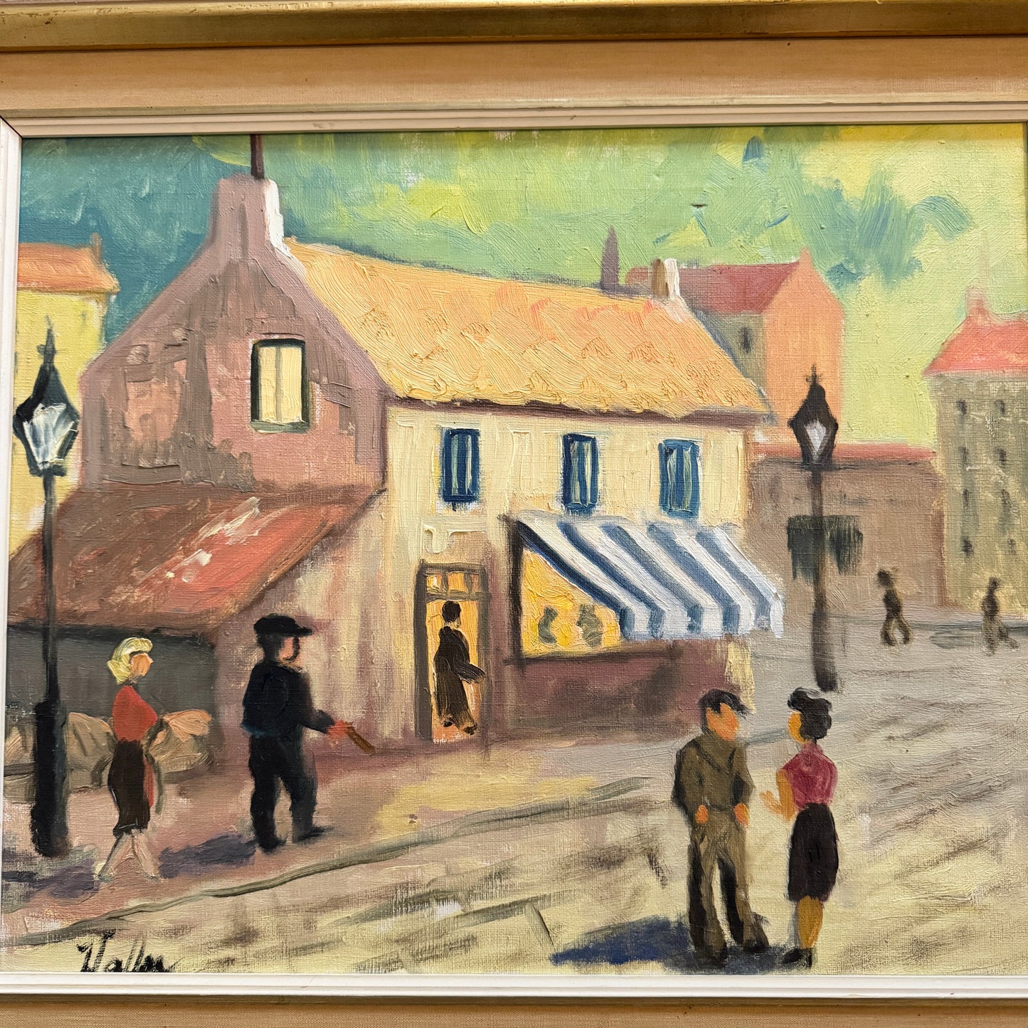 When Everyone Knew Each Other. Vintage Swedish Oil Painting.