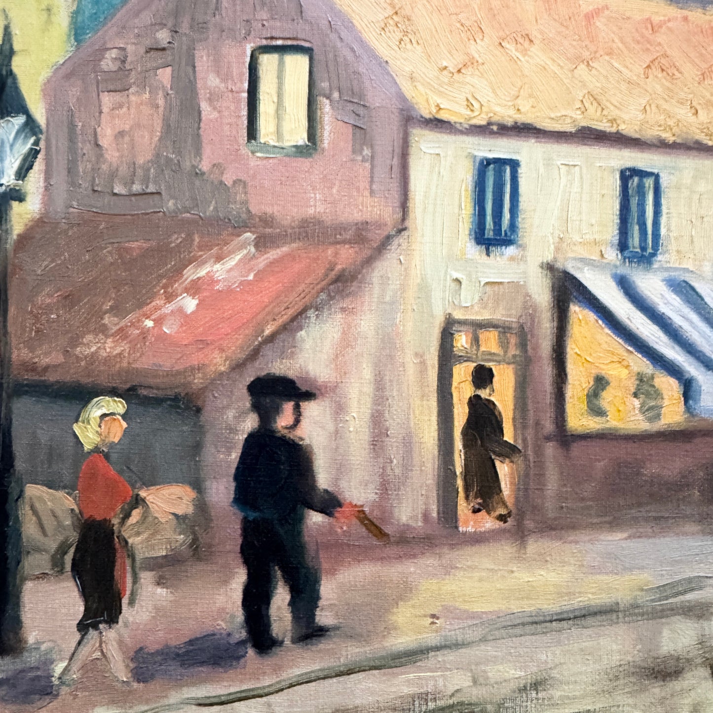 When Everyone Knew Each Other. Vintage Swedish Oil Painting.