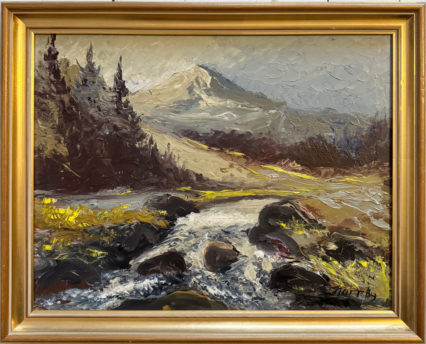 Nordic Highlands. Vintage Scandinavian Oil Painting.