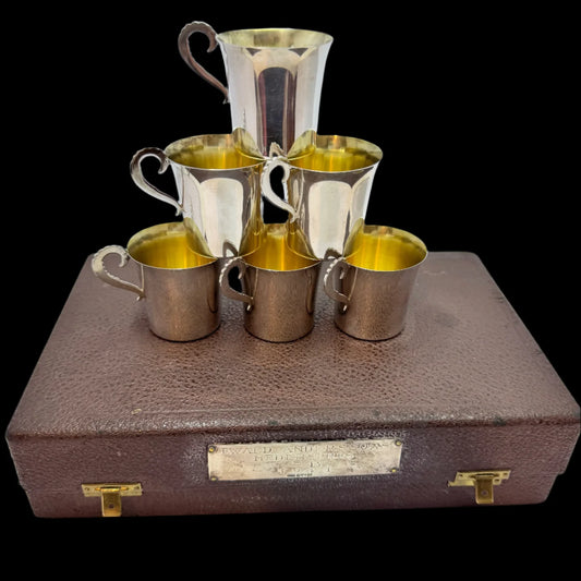 C.G Hallberg, Sweden 1938. Vintage Sterling Silver Boxed Liquor Cups