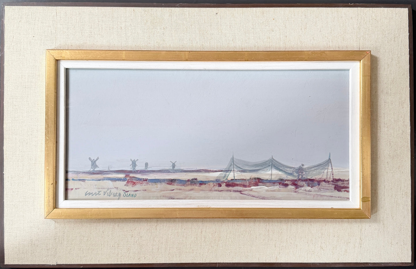 Öland Panorama ca 1940s. Vintage Swedish Oil Painting by Curt Viberg.