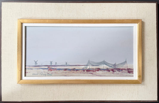 Öland Panorama ca 1940s. Vintage Swedish Oil Painting by Curt Viberg.