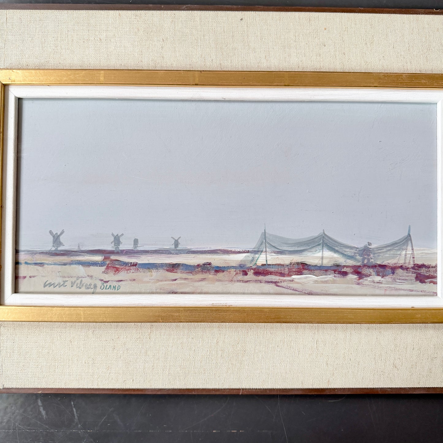 Öland Panorama ca 1940s. Vintage Swedish Oil Painting by Curt Viberg.