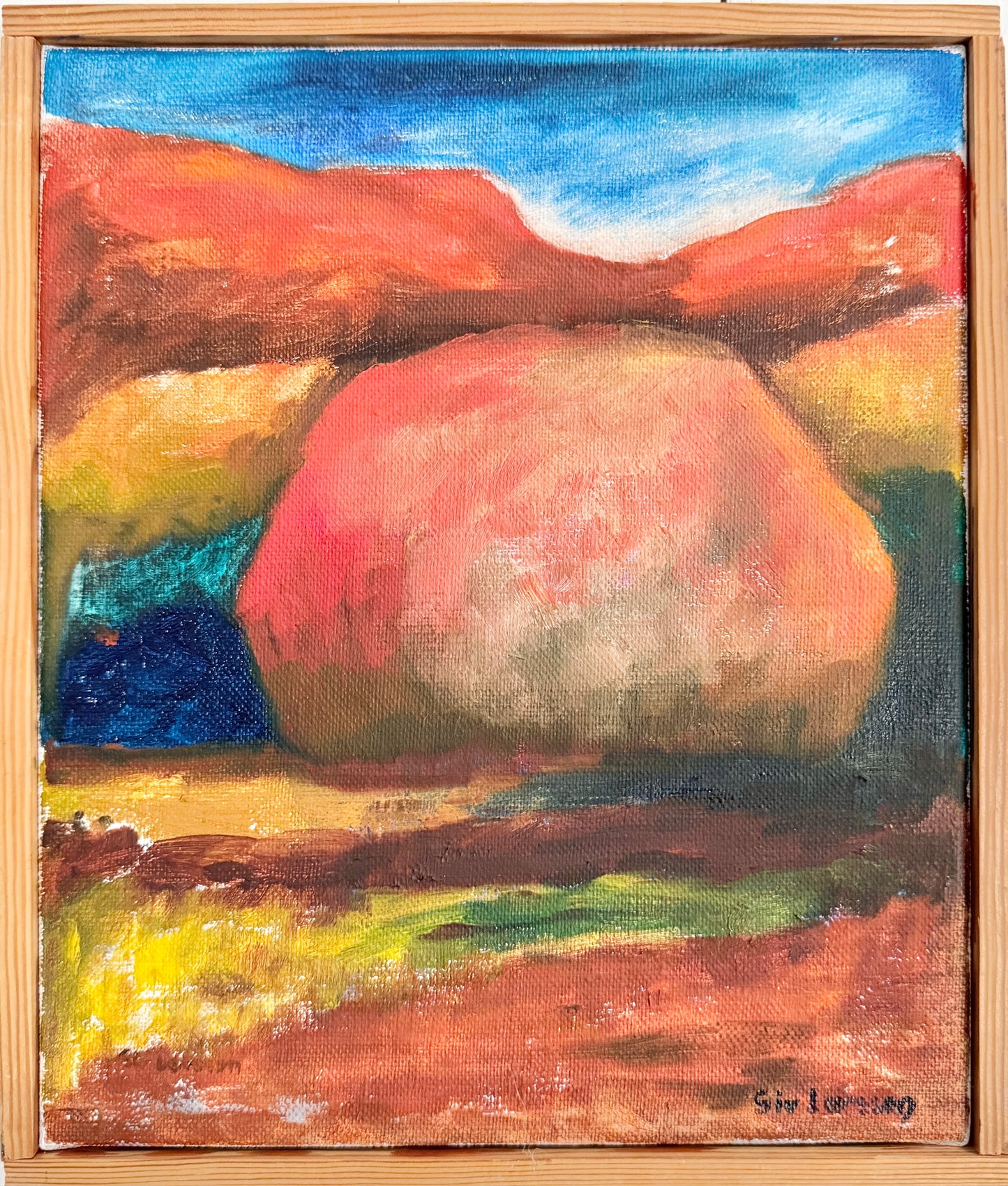 The Quiet Rock. Vintage Swedish Oil Painting by Siv Larsson