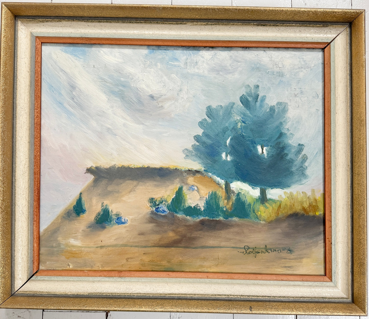 The Two Trees, 1949. Vintage Swedish Oil Painting.