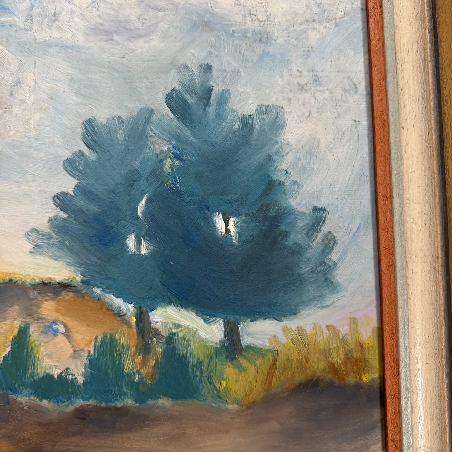 The Two Trees, 1949. Vintage Swedish Oil Painting.