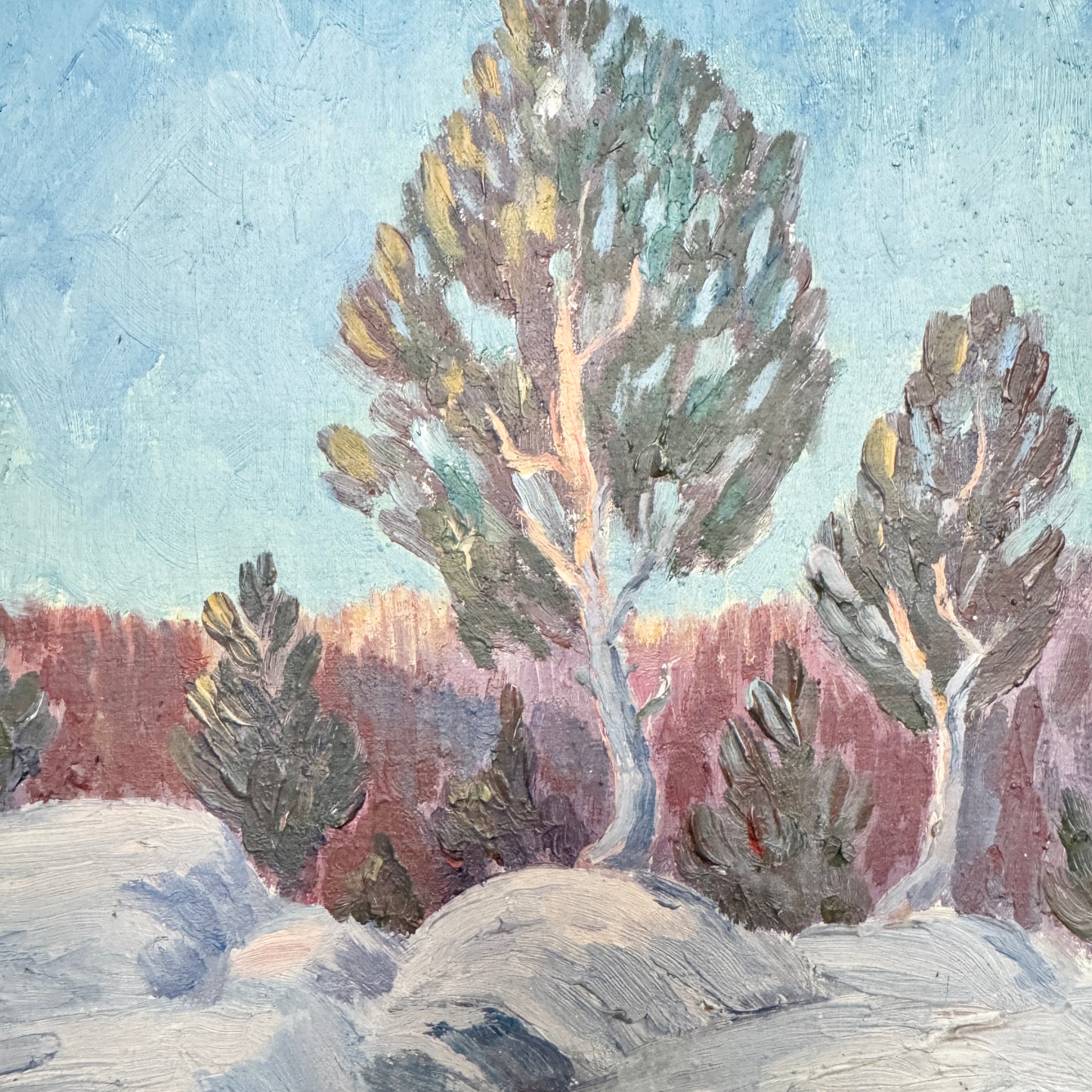 Nordic Winter 1925. Antique Swedish Oil Painting.