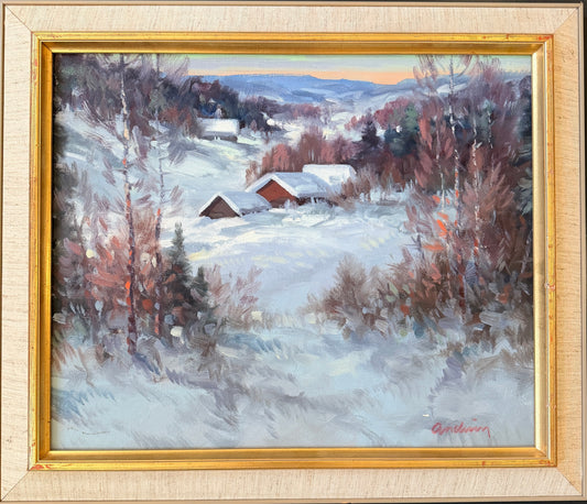 Marsvinter. Vintage Swedish Oil Painting.