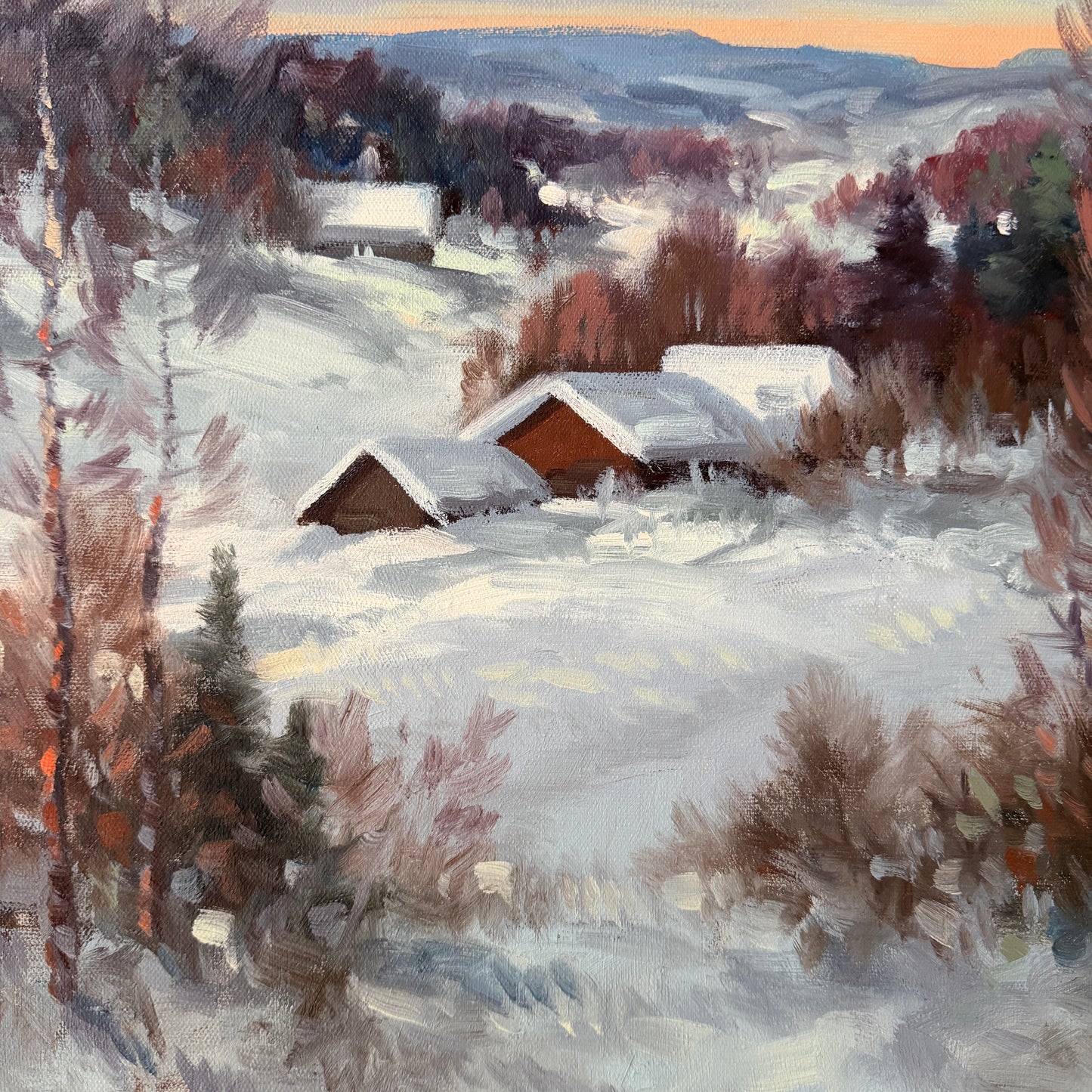 Marsvinter. Vintage Swedish Oil Painting.