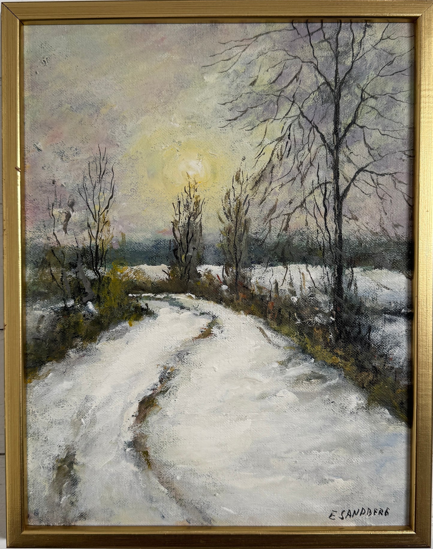 Vintersol. Vintage Swedish Oil Painting.