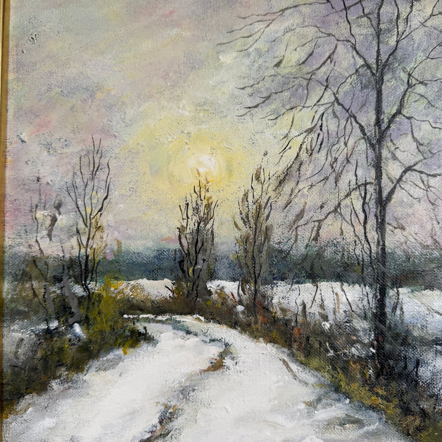 Vintersol. Vintage Swedish Oil Painting.