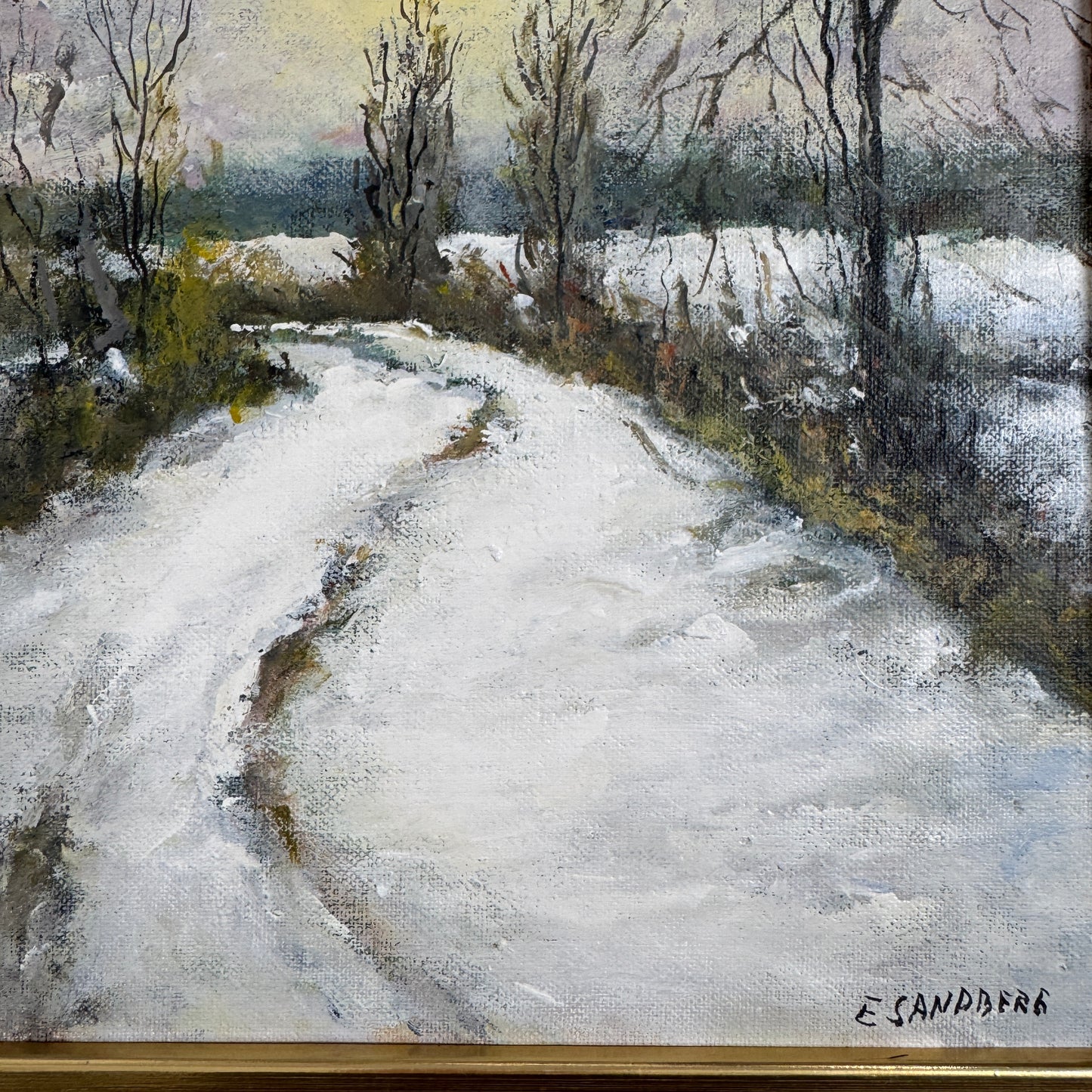 Vintersol. Vintage Swedish Oil Painting.